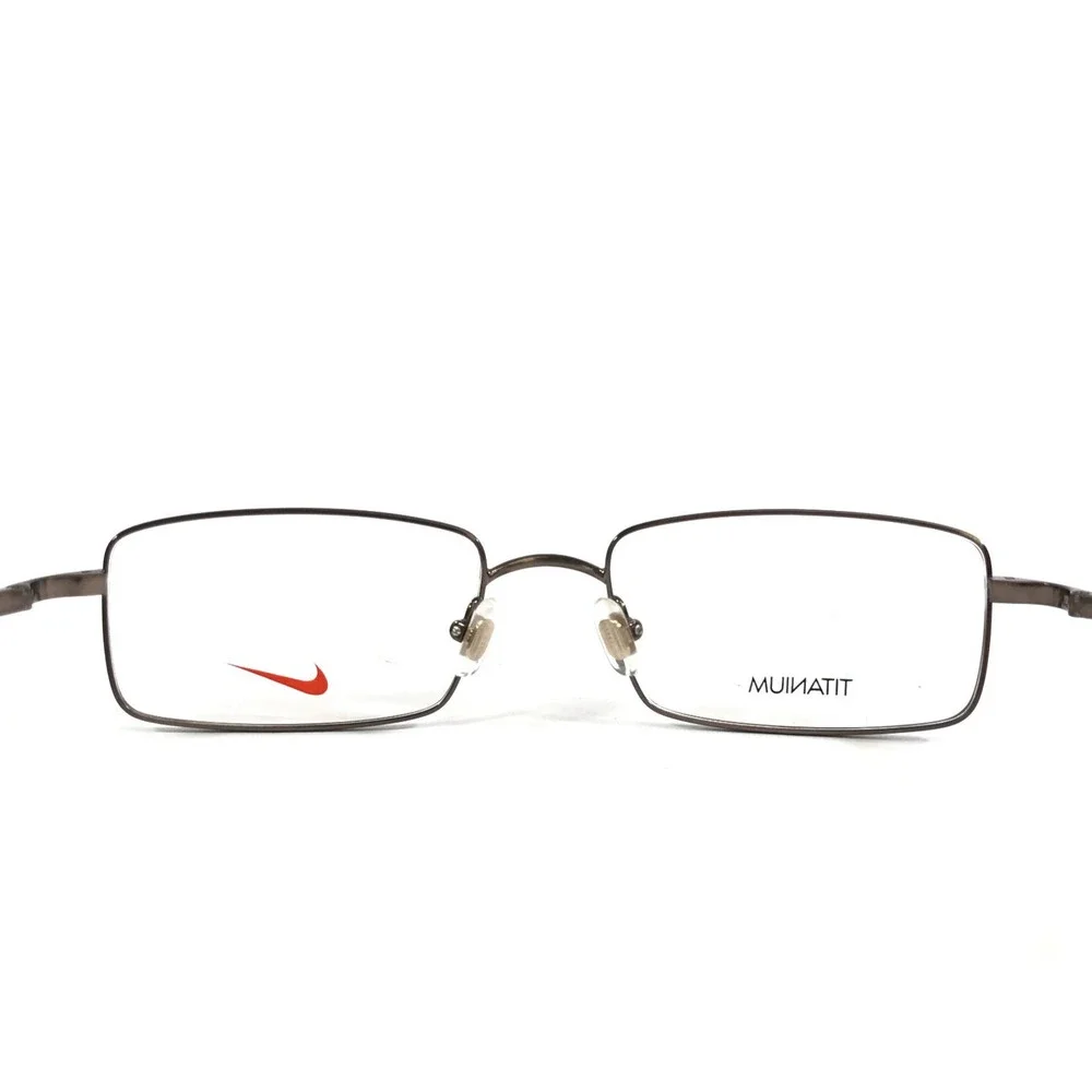 Nike Eyeglasses Frames 6008 200 Gloss Gunmetal Wire Rim Titanium 54-18-140